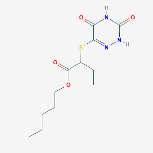 Pentyl 2-((3,5-dioxo-2,3,4,5-tetrahydro-1,2,4-triazin-6-YL)thio)butanoate