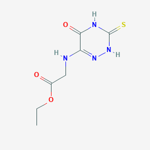 molecular formula C7H10N4O3S B255895 ethyl N-(5-hydroxy-3-sulfanyl-1,2,4-triazin-6-yl)glycinate 
