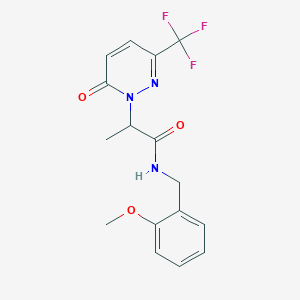 molecular formula C16H16F3N3O3 B2558951 N-[(2-Methoxyphenyl)methyl]-2-[6-oxo-3-(trifluoromethyl)pyridazin-1-yl]propanamide CAS No. 2380188-26-9