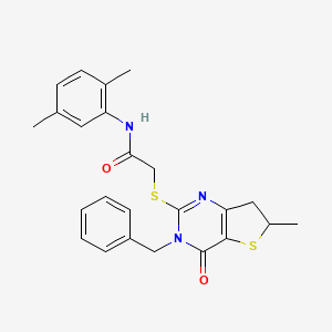 molecular formula C24H25N3O2S2 B2558959 2-((3-benzyl-6-methyl-4-oxo-3,4,6,7-tetrahydrothieno[3,2-d]pyrimidin-2-yl)thio)-N-(2,5-dimethylphenyl)acetamide CAS No. 689262-82-6