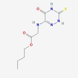 molecular formula C9H14N4O3S B255896 butyl N-(5-oxo-3-thioxo-2,3,4,5-tetrahydro-1,2,4-triazin-6-yl)glycinate 