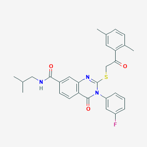 2-{[2-(2,5-dimethylphenyl)-2-oxoethyl]sulfanyl}-3-(3-fluorophenyl)-N-(2-methylpropyl)-4-oxo-3,4-dihydroquinazoline-7-carboxamide