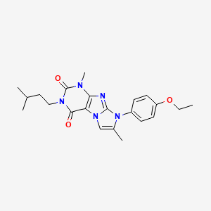 molecular formula C22H27N5O3 B2558967 8-(4-ethoxyphenyl)-3-isopentyl-1,7-dimethyl-1H-imidazo[2,1-f]purine-2,4(3H,8H)-dione CAS No. 887466-81-1