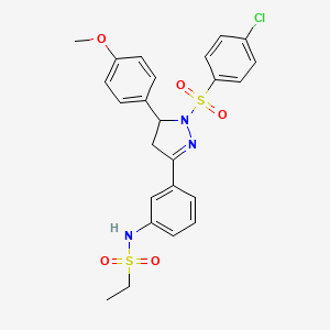 molecular formula C24H24ClN3O5S2 B2558970 N-(3-(1-((4-chlorophenyl)sulfonyl)-5-(4-methoxyphenyl)-4,5-dihydro-1H-pyrazol-3-yl)phenyl)ethanesulfonamide CAS No. 851782-77-9