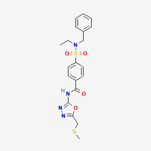 4-[benzyl(ethyl)sulfamoyl]-N-[5-(methylsulfanylmethyl)-1,3,4-oxadiazol-2-yl]benzamide