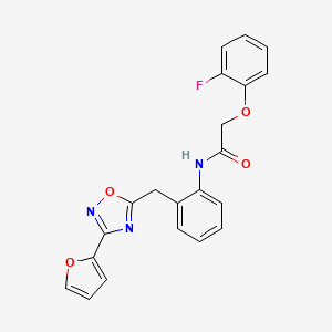 molecular formula C21H16FN3O4 B2558987 2-(2-Fluorophenoxy)-N-(2-{[3-(furan-2-YL)-1,2,4-oxadiazol-5-YL]methyl}phenyl)acetamide CAS No. 1797544-90-1