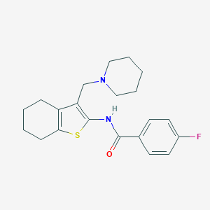 molecular formula C21H25FN2OS B255899 4-fluoro-N-[3-(1-piperidinylmethyl)-4,5,6,7-tetrahydro-1-benzothien-2-yl]benzamide 