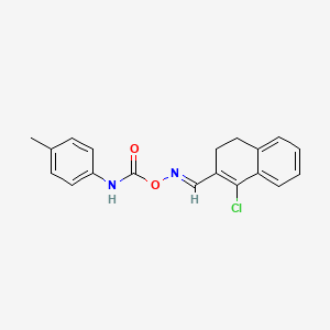 molecular formula C19H17ClN2O2 B2558995 4-Chloro-3-({[(4-toluidinocarbonyl)oxy]imino}methyl)-1,2-dihydronaphthalene CAS No. 477887-98-2