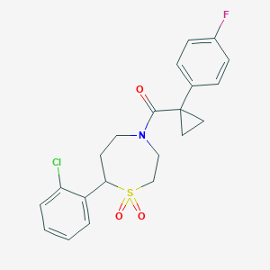 molecular formula C21H21ClFNO3S B2558997 (7-(2-Chlorophenyl)-1,1-dioxido-1,4-thiazepan-4-yl)(1-(4-fluorophenyl)cyclopropyl)methanone CAS No. 2034609-39-5