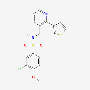 molecular formula C17H15ClN2O3S2 B2558998 3-chloro-4-methoxy-N-((2-(thiophen-3-yl)pyridin-3-yl)methyl)benzenesulfonamide CAS No. 2034435-21-5
