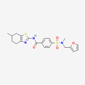 molecular formula C21H23N3O4S2 B2559005 4-(N-(呋喃-2-基甲基)-N-甲基磺酰胺基)-N-(6-甲基-4,5,6,7-四氢苯并[d]噻唑-2-基)苯甲酰胺 CAS No. 899963-77-0