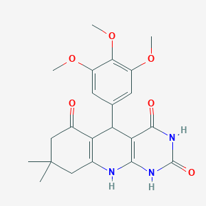 molecular formula C22H25N3O6 B255902 8,8-dimethyl-5-(3,4,5-trimethoxyphenyl)-5,8,9,10-tetrahydropyrimido[4,5-b]quinoline-2,4,6(1H,3H,7H)-trione 