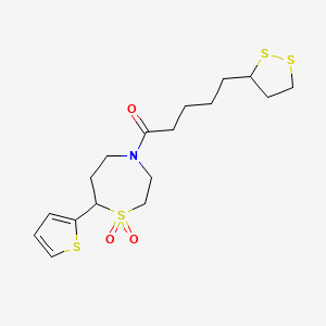 1-(1,1-Dioxido-7-(thiophen-2-yl)-1,4-thiazepan-4-yl)-5-(1,2-dithiolan-3-yl)pentan-1-one