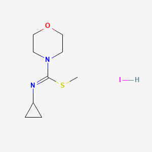 molecular formula C9H17IN2OS B2559049 N-cyclopropyl-1-(methylsulfanyl)-1-(morpholin-4-yl)methanimine hydroiodide CAS No. 1173350-29-2