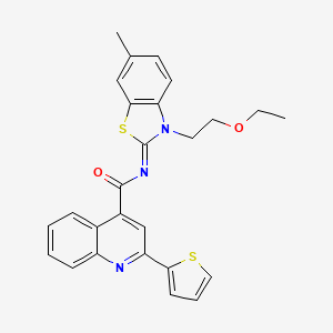 molecular formula C26H23N3O2S2 B2559065 (Z)-N-(3-(2-ethoxyethyl)-6-methylbenzo[d]thiazol-2(3H)-ylidene)-2-(thiophen-2-yl)quinoline-4-carboxamide CAS No. 865162-10-3