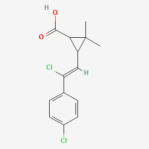 molecular formula C14H14Cl2O2 B2559074 3-(2-Chloro-2-(4-chlorophenyl)vinyl)-2,2-dimethylcyclopropanecarboxylic acid CAS No. 88419-72-1