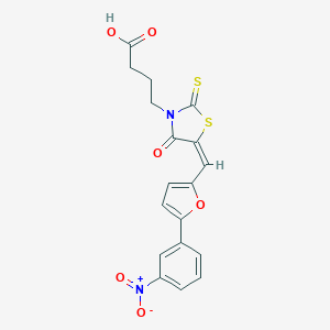molecular formula C18H14N2O6S2 B255908 4-[(5E)-5-{[5-(3-nitrophenyl)furan-2-yl]methylidene}-4-oxo-2-thioxo-1,3-thiazolidin-3-yl]butanoic acid 