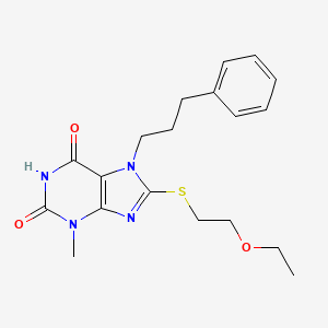 8-((2-ethoxyethyl)thio)-3-methyl-7-(3-phenylpropyl)-1H-purine-2,6(3H,7H)-dione