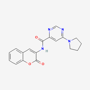 molecular formula C18H16N4O3 B2559118 N-(2-oxo-2H-chromen-3-yl)-6-(pyrrolidin-1-yl)pyrimidine-4-carboxamide CAS No. 2034283-55-9