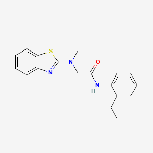 molecular formula C20H23N3OS B2559123 2-((4,7-dimethylbenzo[d]thiazol-2-yl)(methyl)amino)-N-(2-ethylphenyl)acetamide CAS No. 1396782-93-6