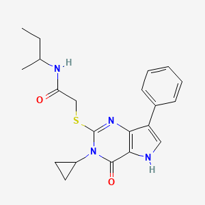 molecular formula C21H24N4O2S B2559135 N-(sec-butyl)-2-((3-cyclopropyl-4-oxo-7-phenyl-4,5-dihydro-3H-pyrrolo[3,2-d]pyrimidin-2-yl)thio)acetamide CAS No. 1021258-58-1