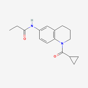 molecular formula C16H20N2O2 B2559146 N-[1-(环丙烷羰基)-3,4-二氢-2H-喹啉-6-基]丙酰胺 CAS No. 942005-61-0