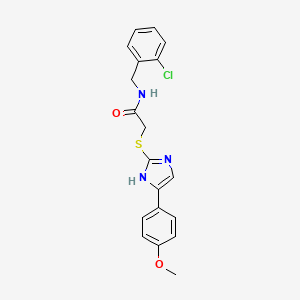 molecular formula C19H18ClN3O2S B2559148 N-(2-chlorobenzyl)-2-((5-(4-methoxyphenyl)-1H-imidazol-2-yl)thio)acetamide CAS No. 941956-65-6