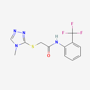 molecular formula C12H11F3N4OS B2559152 2-[(4-甲基-1,2,4-三唑-3-基)硫基]-N-[2-(三氟甲基)苯基]乙酰胺 CAS No. 339061-27-7