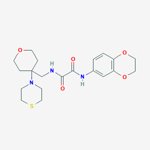 molecular formula C20H27N3O5S B2559159 N'-(2,3-Dihydro-1,4-benzodioxin-6-yl)-N-[(4-thiomorpholin-4-yloxan-4-yl)methyl]oxamide CAS No. 2415453-90-4