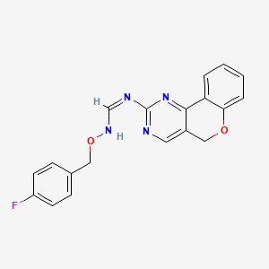 molecular formula C19H15FN4O2 B2559172 N'-(5H-色烯并[4,3-d]嘧啶-2-基)-N-[(4-氟苯基)甲氧基]甲亚胺甲酰胺 CAS No. 866142-93-0