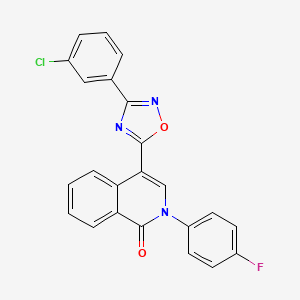 molecular formula C23H13ClFN3O2 B2559177 4-(3-(3-chlorophenyl)-1,2,4-oxadiazol-5-yl)-2-(4-fluorophenyl)isoquinolin-1(2H)-one CAS No. 1358246-33-9