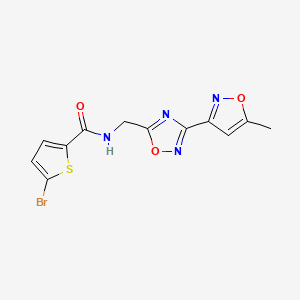 molecular formula C12H9BrN4O3S B2559181 5-bromo-N-((3-(5-methylisoxazol-3-yl)-1,2,4-oxadiazol-5-yl)methyl)thiophene-2-carboxamide CAS No. 2034331-39-8