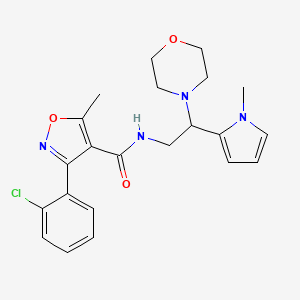 molecular formula C22H25ClN4O3 B2559182 3-(2-chlorophenyl)-5-methyl-N-(2-(1-methyl-1H-pyrrol-2-yl)-2-morpholinoethyl)isoxazole-4-carboxamide CAS No. 1049462-34-1