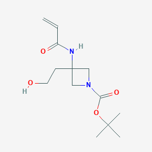 molecular formula C13H22N2O4 B2559186 Tert-butyl 3-(2-hydroxyethyl)-3-(prop-2-enoylamino)azetidine-1-carboxylate CAS No. 2411277-79-5