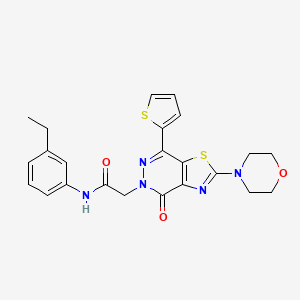 molecular formula C23H23N5O3S2 B2559190 N-(3-ethylphenyl)-2-(2-morpholino-4-oxo-7-(thiophen-2-yl)thiazolo[4,5-d]pyridazin-5(4H)-yl)acetamide CAS No. 1020967-26-3