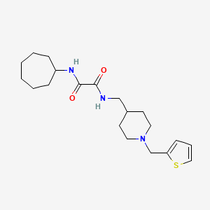 molecular formula C20H31N3O2S B2559191 N1-环庚基-N2-((1-(噻吩-2-基甲基)哌啶-4-基)甲基)草酰胺 CAS No. 953140-91-5
