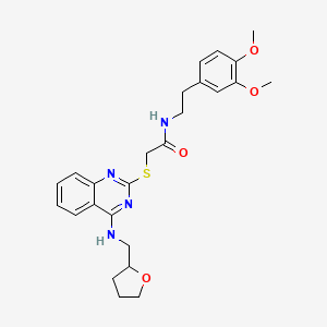 molecular formula C25H30N4O4S B2559193 N-(3,4-dimethoxyphenethyl)-2-((4-(((tetrahydrofuran-2-yl)methyl)amino)quinazolin-2-yl)thio)acetamide CAS No. 688355-04-6