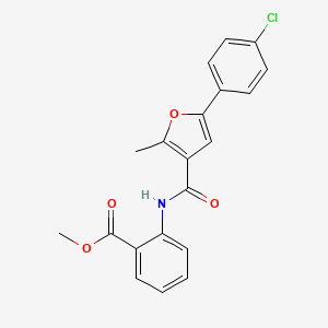 molecular formula C20H16ClNO4 B2559194 2-(5-(4-氯苯基)-2-甲基呋喃-3-甲酰胺)苯甲酸甲酯 CAS No. 941237-99-6