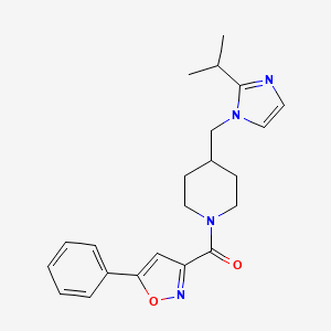 molecular formula C22H26N4O2 B2559202 (4-((2-isopropyl-1H-imidazol-1-yl)methyl)piperidin-1-yl)(5-phenylisoxazol-3-yl)methanone CAS No. 1334368-52-3