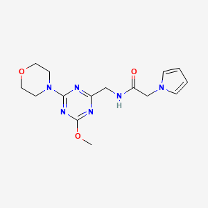 molecular formula C15H20N6O3 B2559205 N-((4-甲氧基-6-吗啉基-1,3,5-三嗪-2-基)甲基)-2-(1H-吡咯-1-基)乙酰胺 CAS No. 2034412-55-8