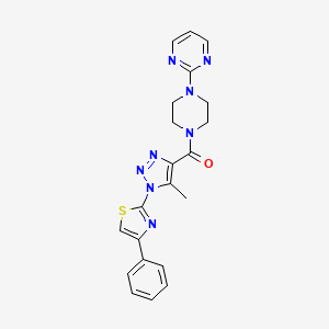 molecular formula C21H20N8OS B2559217 (5-methyl-1-(4-phenylthiazol-2-yl)-1H-1,2,3-triazol-4-yl)(4-(pyrimidin-2-yl)piperazin-1-yl)methanone CAS No. 1251635-66-1
