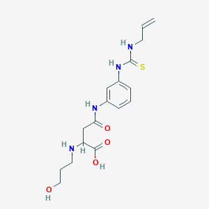 molecular formula C17H24N4O4S B2559221 4-((3-(3-Allylthioureido)phenyl)amino)-2-((3-hydroxypropyl)amino)-4-oxobutanoic acid CAS No. 1047981-61-2