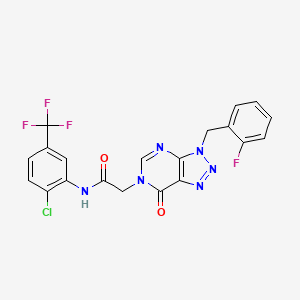 molecular formula C20H13ClF4N6O2 B2559224 N-(2-氯-5-(三氟甲基)苯基)-2-(3-(2-氟苄基)-7-氧代-3H-[1,2,3]三唑并[4,5-d]嘧啶-6(7H)-基)乙酰胺 CAS No. 892473-61-9
