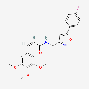 molecular formula C22H21FN2O5 B2559229 (Z)-N-((5-(4-fluorophenyl)isoxazol-3-yl)methyl)-3-(3,4,5-trimethoxyphenyl)acrylamide CAS No. 953181-29-8