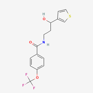 molecular formula C15H14F3NO3S B2559230 N-(3-hydroxy-3-(thiophen-3-yl)propyl)-4-(trifluoromethoxy)benzamide CAS No. 2034257-02-6