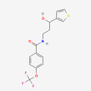 molecular formula C15H14F3NO3S B2559230 N-(3-羟基-3-(噻吩-3-基)丙基)-4-(三氟甲氧基)苯甲酰胺 CAS No. 2034257-02-6