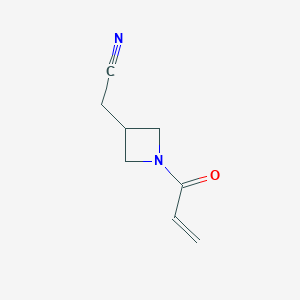 molecular formula C8H10N2O B2559231 2-(1-Prop-2-enoylazetidin-3-yl)acetonitrile CAS No. 2224217-67-6