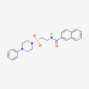 molecular formula C23H25N3O3S B2559247 N-(2-((4-phenylpiperazin-1-yl)sulfonyl)ethyl)-2-naphthamide CAS No. 897621-31-7