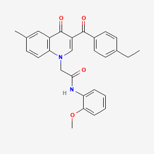 molecular formula C28H26N2O4 B2559250 2-(3-(4-ethylbenzoyl)-6-methyl-4-oxoquinolin-1(4H)-yl)-N-(2-methoxyphenyl)acetamide CAS No. 897617-77-5