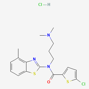 molecular formula C18H21Cl2N3OS2 B2559260 盐酸5-氯-N-(3-(二甲氨基)丙基)-N-(4-甲基苯并[d]噻唑-2-基)噻吩-2-甲酰胺 CAS No. 1052531-60-8